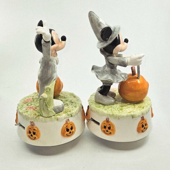 Mickey & Minnie Mouse Halloween Rotating Music Boxes With Jack-O-Lanterns & Spoo - Picture 6 of 10